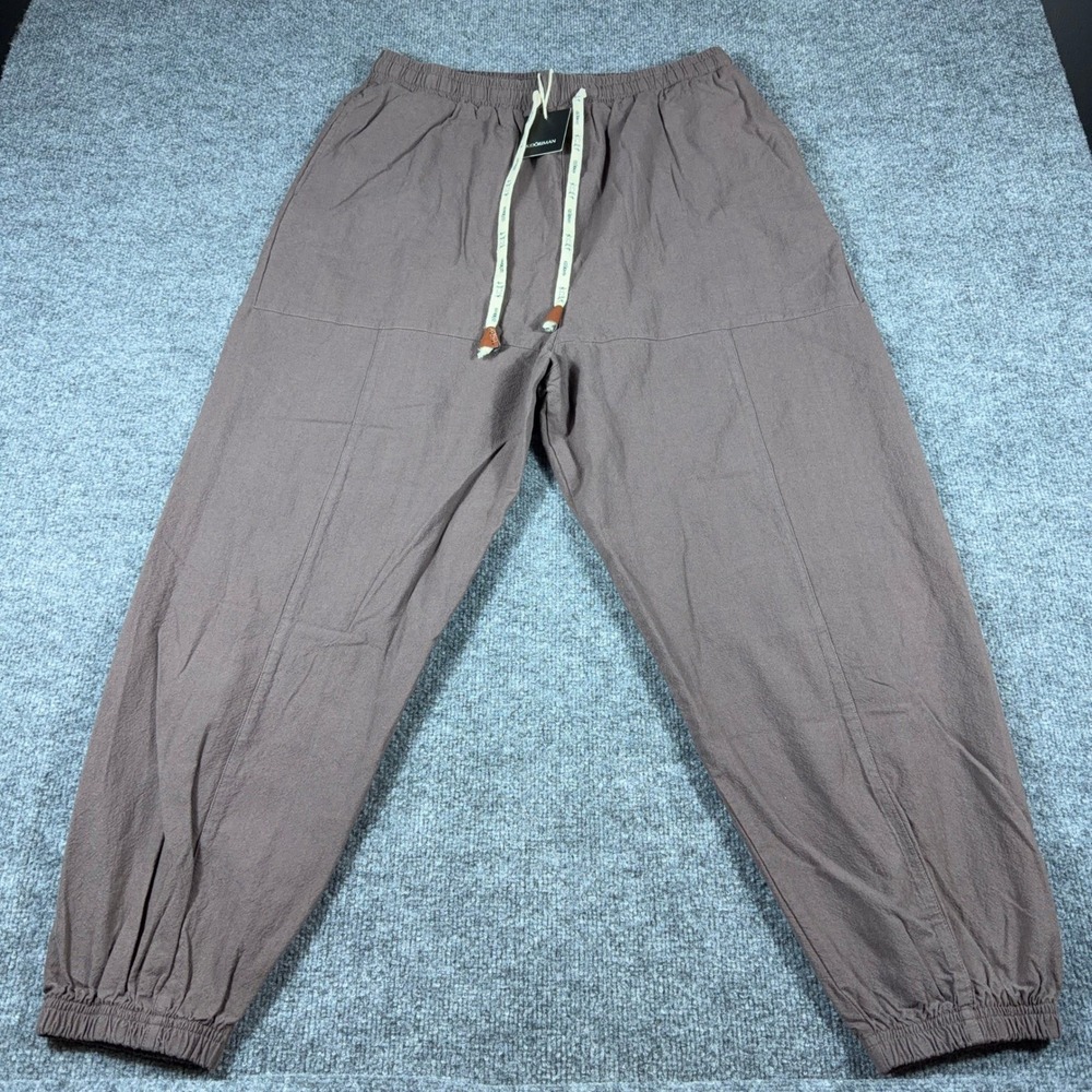Kidoriman Mens XL Brown Cotton Jogger Pants Elastic Waist Drawstring Tapered NWT